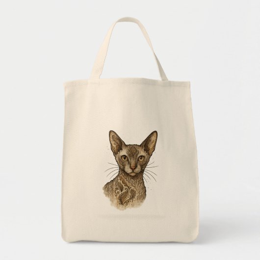 Elegant Boho Cat Portrait Tote Bag (Devant)