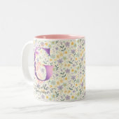Elégant Boho Chic Floral Monogram Mug - G (Devant gauche)