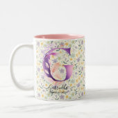 Elégant Boho Chic Floral Monogram Mug - G (Gauche)