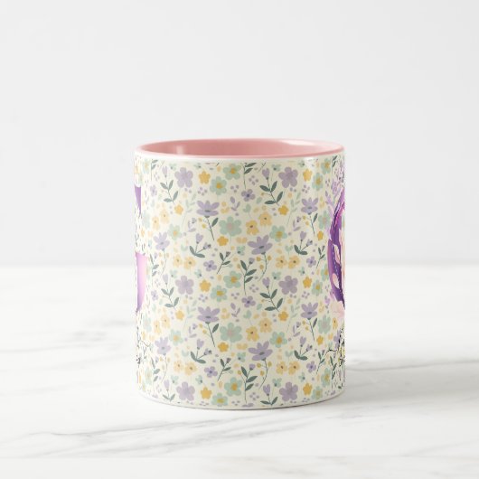 Elégant Boho Chic Floral Monogram Mug - G (Centre)