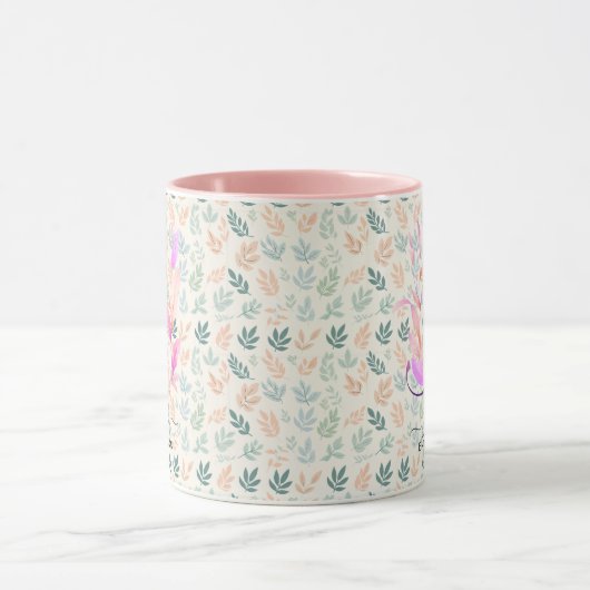 Elégant Boho Chic Floral Monogram Mug - J (Centre)