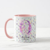 Elégant Boho Chic Floral Monogram Mug - O (Gauche)