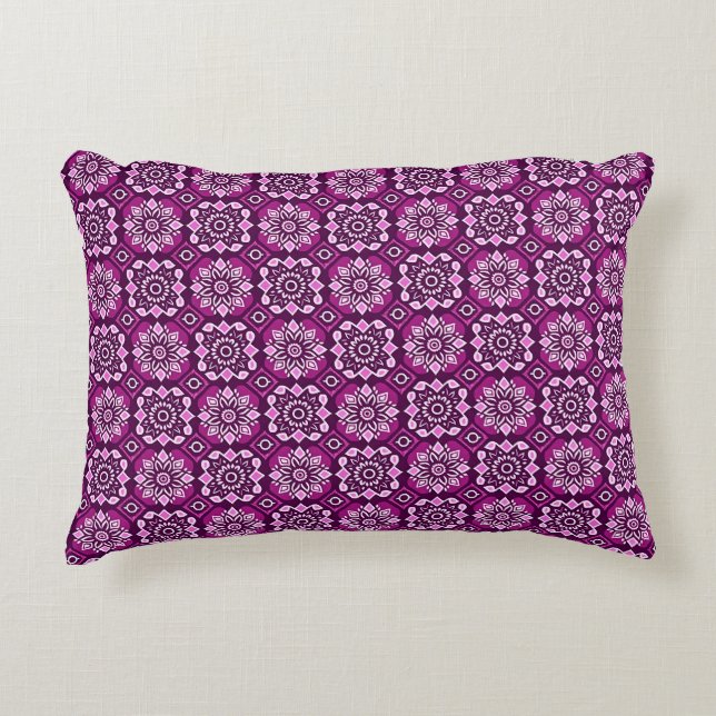 Elegant Boho Chic geometrisch bloemenpatroon Accent Kussen (Voorkant)