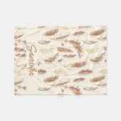 Elegant Boho Chic Pampas Grass Pattern Beige Cream Fleece Deken (Voorkant (Horizontaal))
