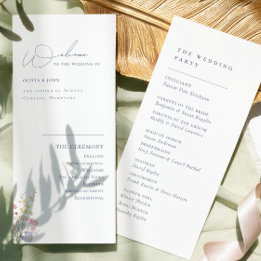 Elegant Boho Chic Wilde Bloemen Huwelijksprogramma