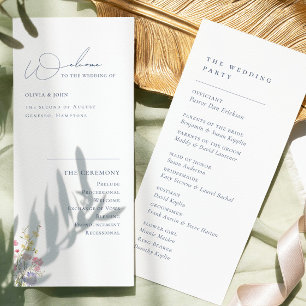 Elegant Boho Chic Wilde Bloemen Huwelijksprogramma