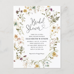 Elegant Boho Chic Wildflower Floral Vrijgezellenfe Briefkaart
