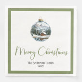 Elegant Boho Christmas Scene Botanical Dinner Servet (Voorkant)