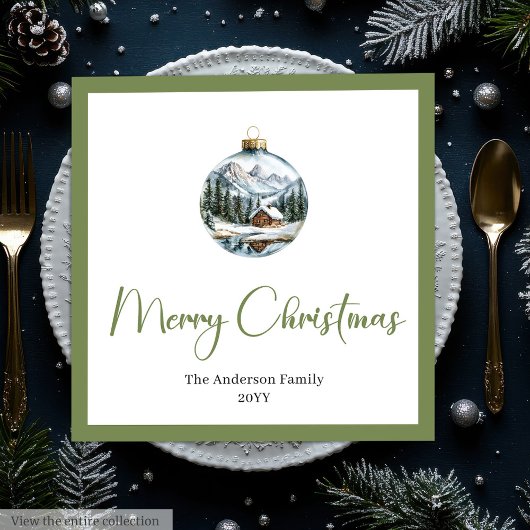 Elegant Boho Christmas Scene Botanical Dinner Servet