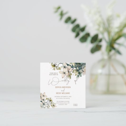 Elegant Boho Cute Wildflower Floral bruiloft Informatiekaartje (Staand voorkant)