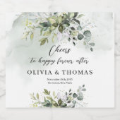 Elegant boho eucalyptus groen goud lijst bier etiket (Enkel label)