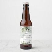 Elegant boho eucalyptus groen goud lijst bier etiket (Voorkant)