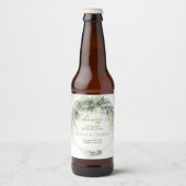 Elegant boho eucalyptus groen goud lijst bier etiket (Voorkant)