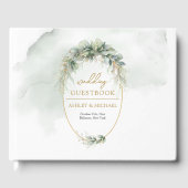 Elegant boho eucalyptus groen goud lijst gastenboek (Voorkant)