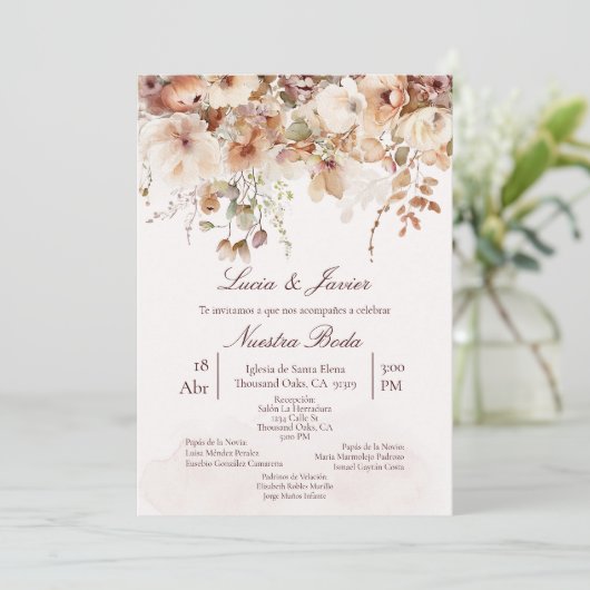 Elegant Boho Faire-part de mariage (Debout devant)