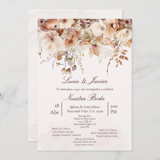 Elegant Boho Faire-part de mariage (Devant / Derrière)