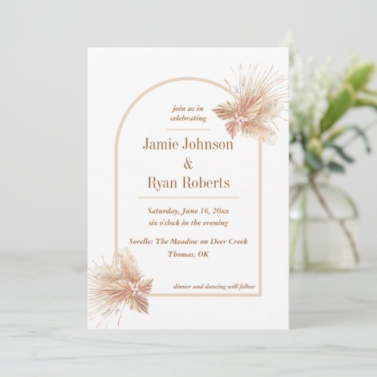 Elegant Boho Faire-part de mariage (Debout devant)