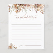 Elegant Boho Fall Floral Baby shower carte conseil (Devant)