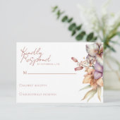 Elégant Boho Fall Floral Wedding Cartes RSVP (Debout devant)
