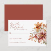 Elégant Boho Fall Floral Wedding Cartes RSVP (Devant / Derrière)