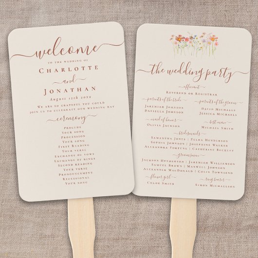 Elegant Boho Fall Wildflower Wedding Ceremony Handwaaier