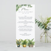 Elégant Boho Fern Eucalyptus Green Menu Mariage (Debout devant)
