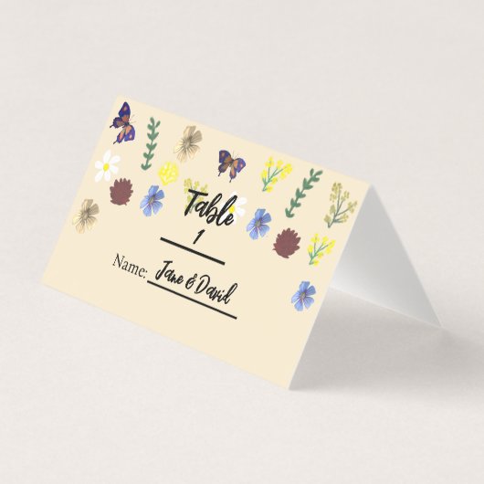 Elégant Boho Fleur sauvage Eggshell Cartes de Plac (Front)