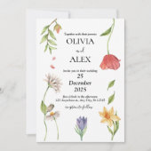 Elegant Boho Fleur sauvage Faire-part de mariage (Devant)