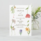 Elegant Boho Fleur sauvage Faire-part de mariage (Debout devant)