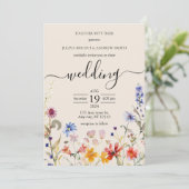 Elegant Boho fleur sauvage faire-part de mariage (Debout devant)