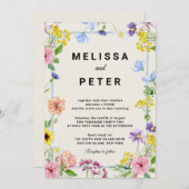 Elegant Boho Fleur sauvage Faire-part de mariage (Devant / Derrière)