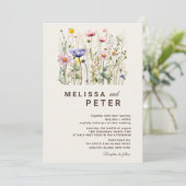 Elegant Boho Fleur sauvage Faire-part de mariage (Debout devant)