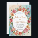 Elegant Boho Fleur sauvage Faire-part de mariage<br><div class="desc">invitation de mariage. Le design gai présente des fleurs sauvages colorés d'aquarelle mélangés à des feuillages verdoyants. Utilisez les champs de texte pour personnaliser la carte avec votre propre libellé et détails. Si vous souhaitez modifier le style de police, la couleur ou le placement du texte, cliquez simplement sur le...</div>