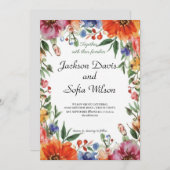 Elegant Boho Fleur sauvage Faire-part de mariage (Devant / Derrière)