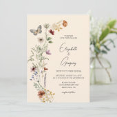 Elegant Boho Fleur sauvage Faire-part de mariage (Debout devant)