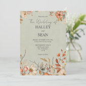 Elegant Boho Fleur sauvage Faire-part de mariage (Debout devant)