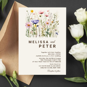 Elegant Boho Fleur sauvage Faire-part de mariage