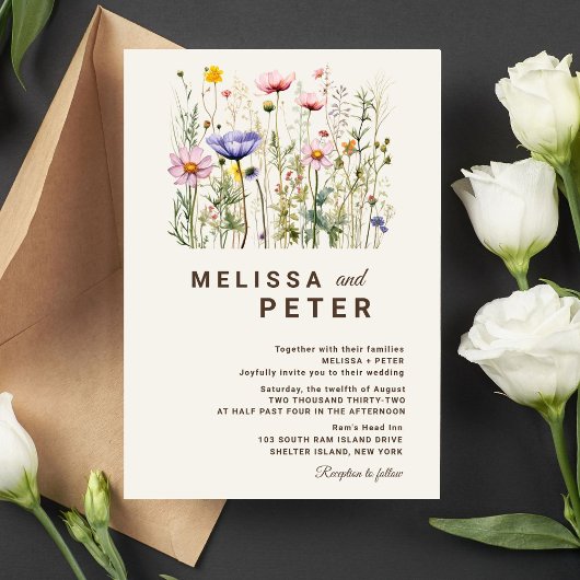 Elegant Boho Fleur sauvage Faire-part de mariage