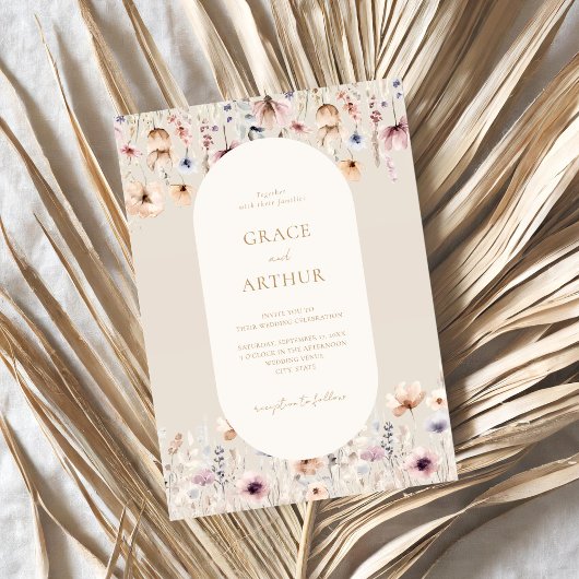 Elegant Boho Fleur sauvage Faire-part de mariage