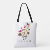Elégant Boho Fleur sauvage Sac fourre-tout Floral (Dos)