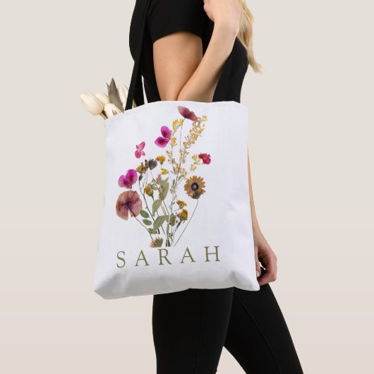 Elégant Boho Fleur sauvage Sac fourre-tout Floral (De près)