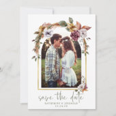 Elegant Boho Floral Arch Photo Save the Date (Voorkant)