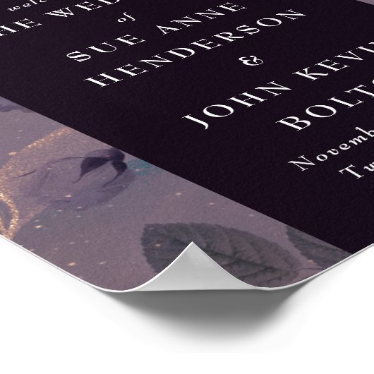 Elegant Boho Floral Arch Roos Gold Weddenschap Wel Poster (Hoek)