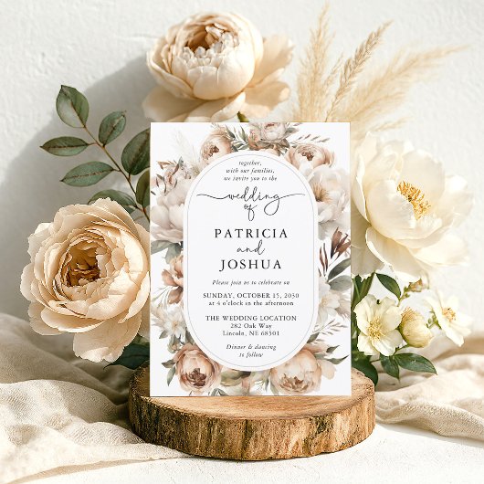 Elegant Boho Floral Arch Wedding Invitation Kaart