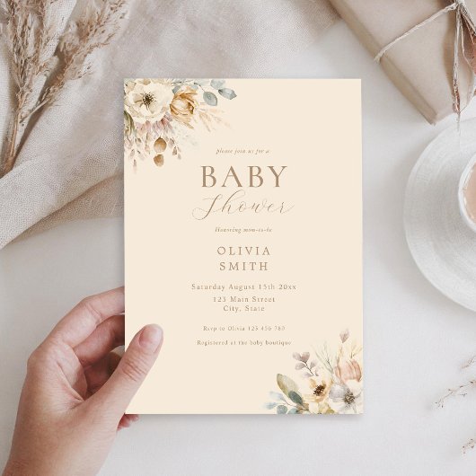 Elegant Boho Floral Baby shower Kaart