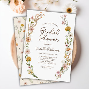 Elégant Boho Floral Bridal Shower Invitation