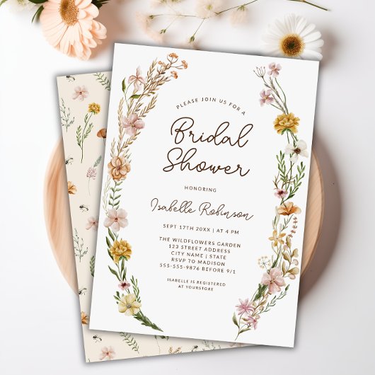 Elégant Boho Floral Bridal Shower Invitation