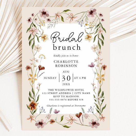 Elégant Boho Floral Bridal Shower Invitation