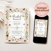 Elégant Boho Floral Bridal Shower Invitation