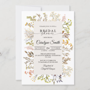 Elégant Boho Floral Bridal Shower Invitation